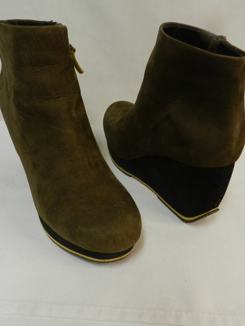 Camper Together Romain Kramer Suede Booties Eva Wedge ankle zip boots Sz 39 US 9